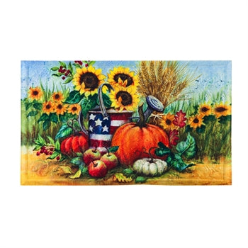 Patriotic Fall Watering Can Embossed Floor Mat