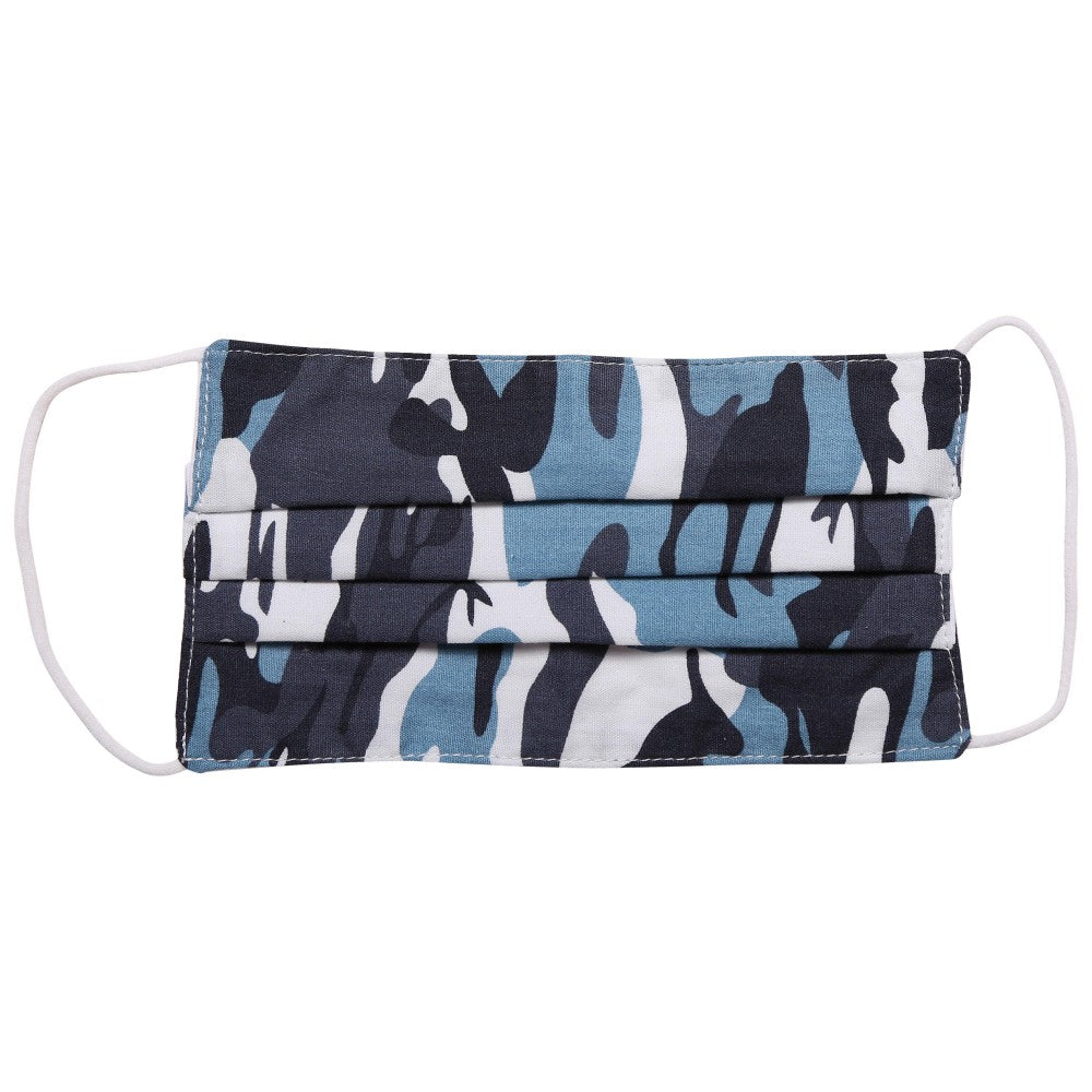 Blue Camouflage Pleated Face Mask