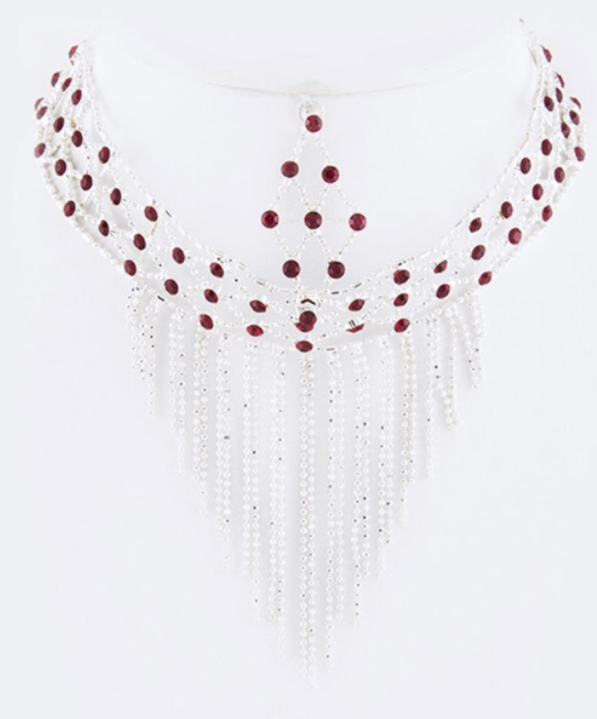 Choker necklace set rhinestone ball chain