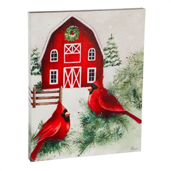 Cardinals farmhouse LED Canvas picture