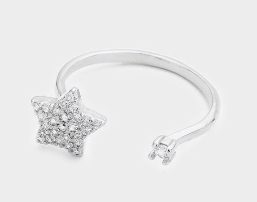 White gold CZ Star ring