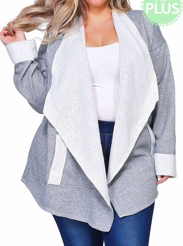 Heather Gray open front jacket Plus
