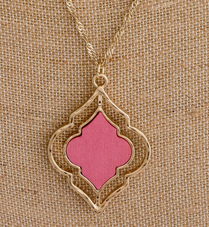 Pink lotus inspired pendant necklace