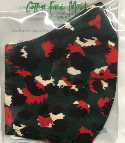 Red green Camo Adult Face Mask