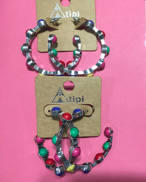 Tipi multi Turquoise Hoop Earrings