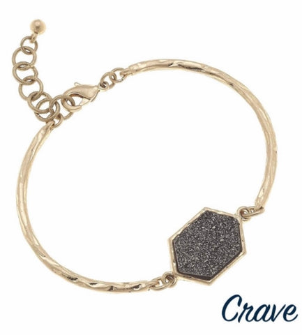 Hematite druzy gold bracelet