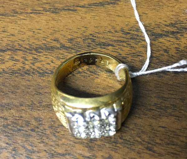 Vintage CZ 9 stone men’s gold fashion design ring sz 7.5