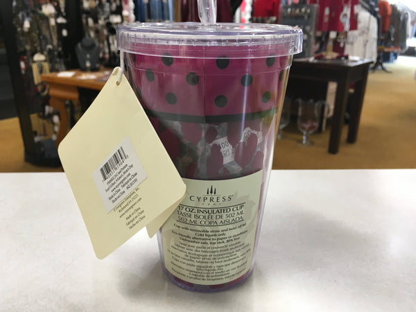 Pink Leopard travel cup with scarf set