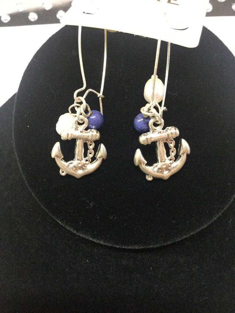 Silver anchor earrings