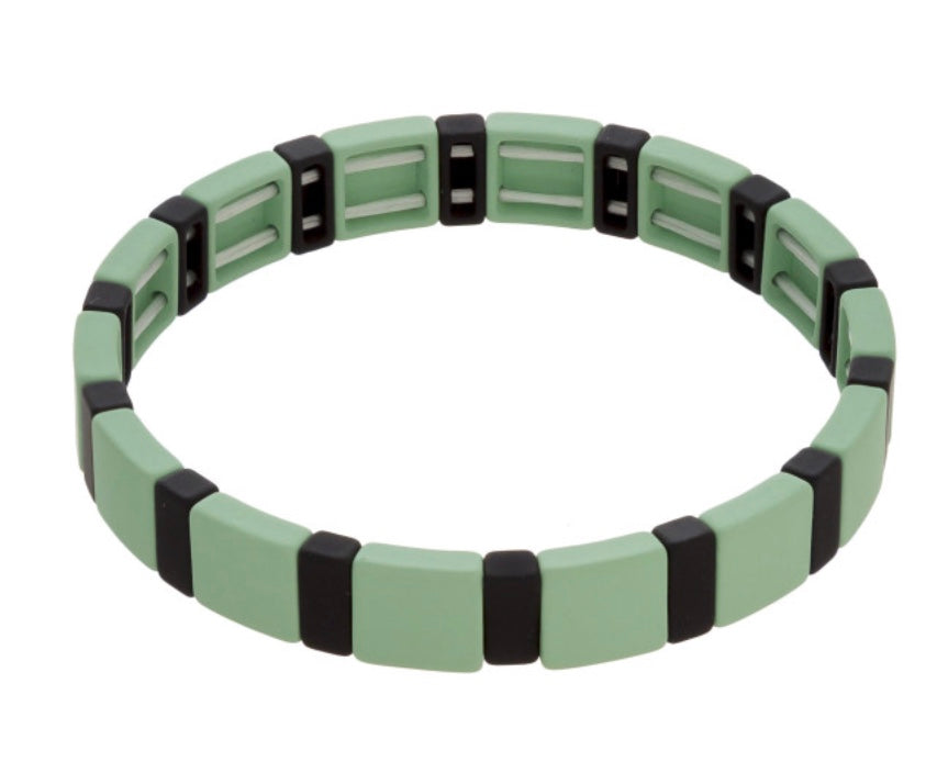 Mint black color block bracelet