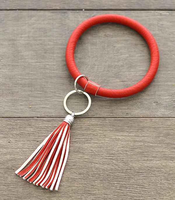 Red Faux Leather Bangle Keychain