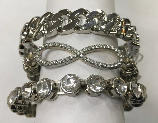 Silver rhinestone magnetic bracelet