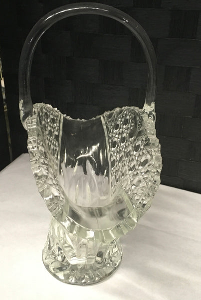 Crystal Glass Buttons Stars Basket Vase LE Smith Estate