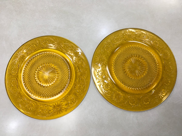Vintage amber depression Indiana Glass dinner plate preowned set of 2