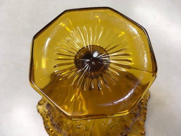 Vintage amber compote candy dish star and hobnob