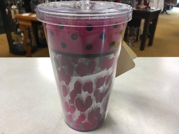 Pink Leopard travel cup with scarf set