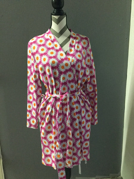 Pink, white, orange floral lounge robe Snoozie