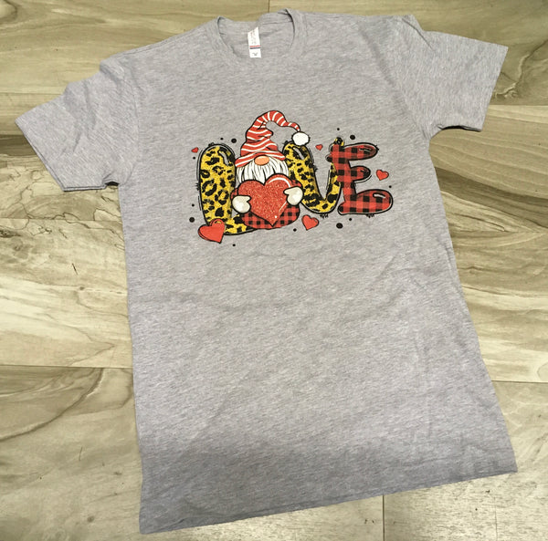 Love gnome heather gray T-shirt