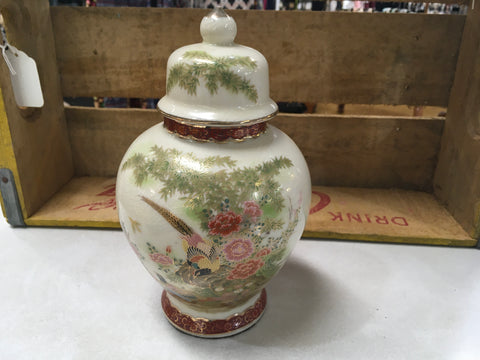 Pheasants hand painted oriental Ginger jar