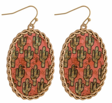 Cactus cork earrings