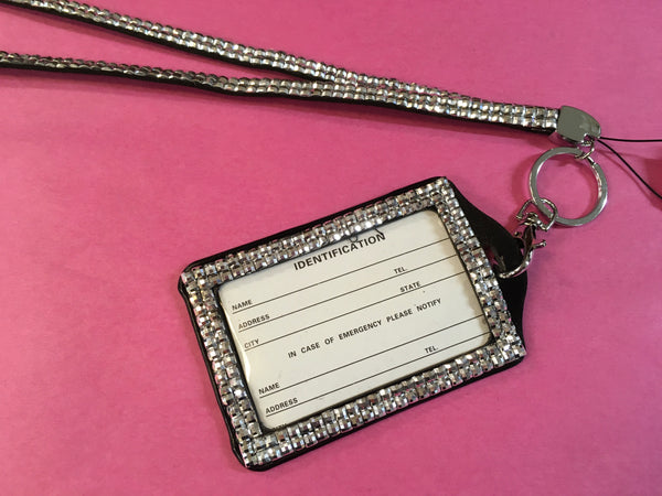 Clear on black Rhinestone Lanyards