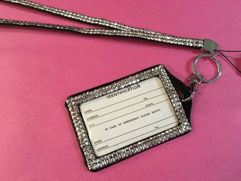 Clear on black Rhinestone Lanyards