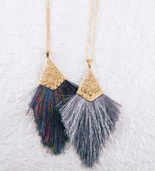 Multi tassel pendant necklace