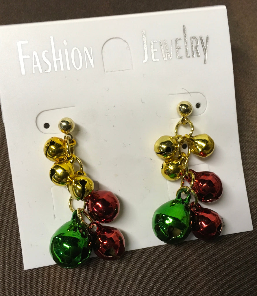 Christmas color jingle bell earrings