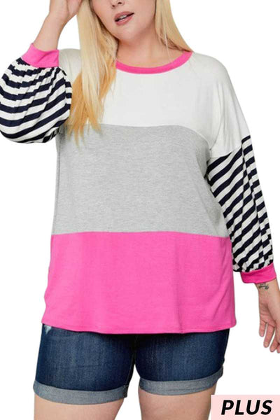 Fuchsia color block top