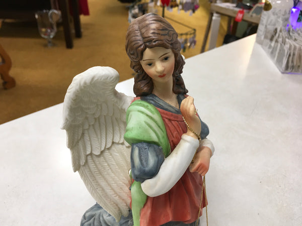 Vintage Owell Grandeur Noel Porcelain Angel Of light kneeling with lantern