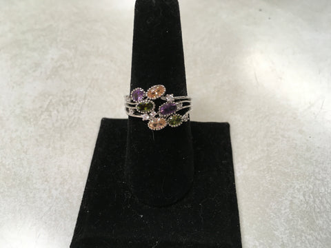 Multi color stone fashion ring