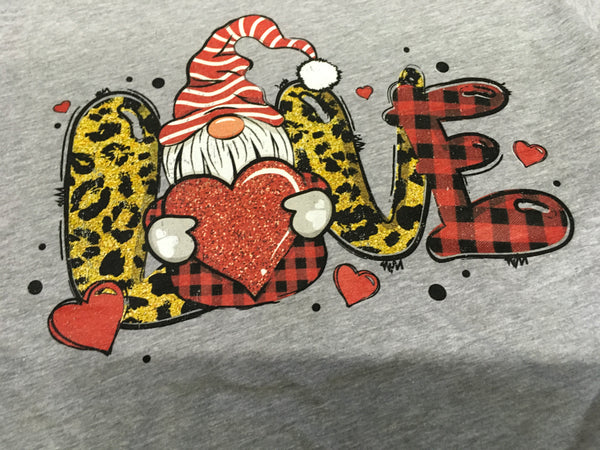 Love gnome heather gray T-shirt