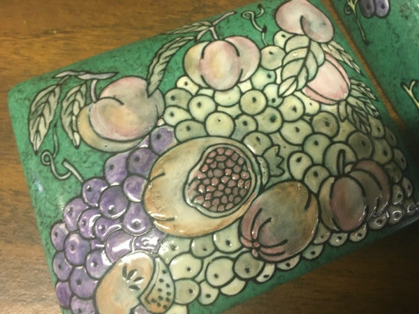 Jade green floral fruit Trinket box Nora Fenton Design like Preowned