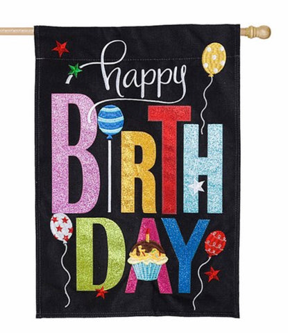 Happy Birthday glitter house flag