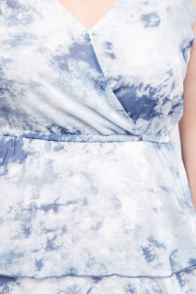 Blue Tie Dye Tiered Ruffled Maxi Dress PLUS