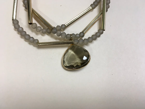 Black diamond crystal charm stretch bracelet
