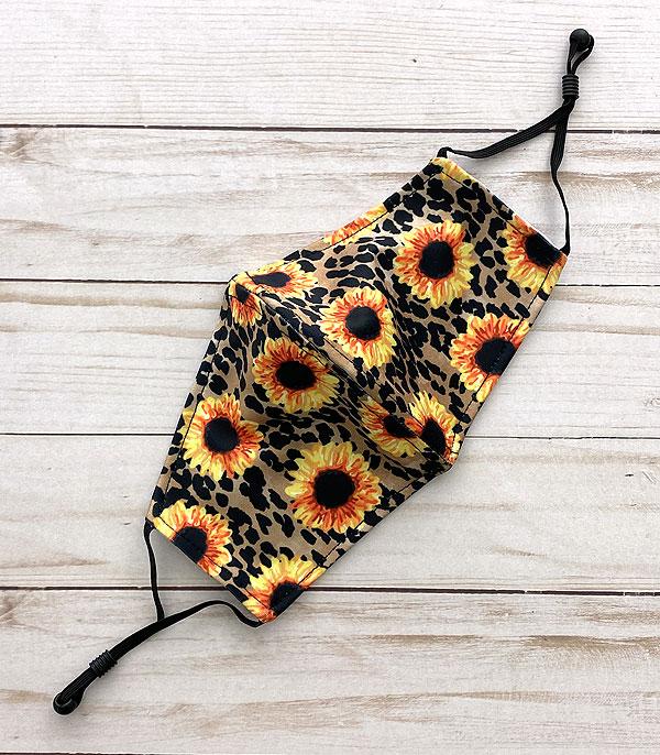 Sunflower leopard Print Reusable Face Mask