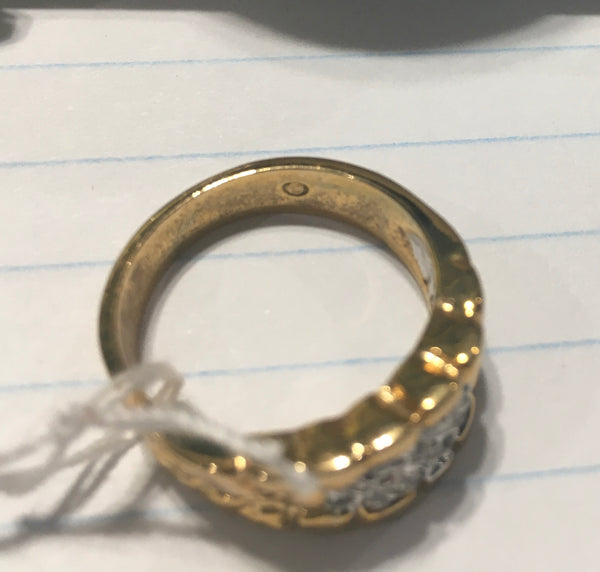 Vintage 14 CZ nugget gold ring sz 9.5