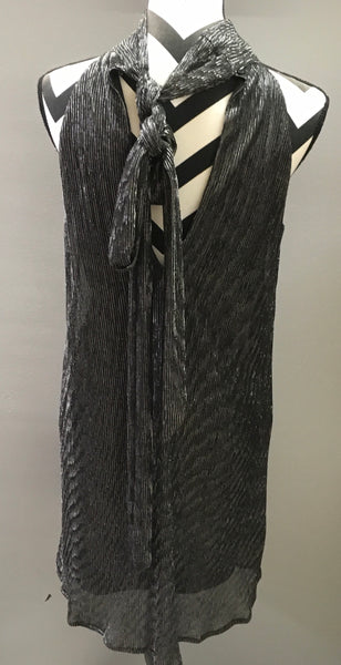 Glam silver metallic on black lined dress