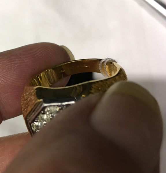 Vintage CZ 13 stone men’s gold fashion ring sz 9.5
