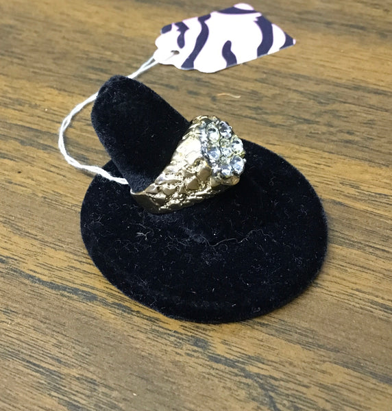 Vintage CZ 7 stone nugget men’s gold fashion design ring sz 9.5