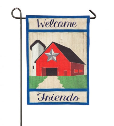 Country Barn Star burlap garden flag