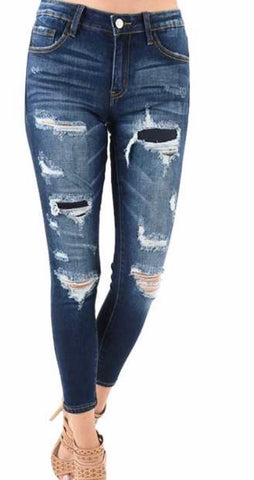 Denim Nature distressed patch jean