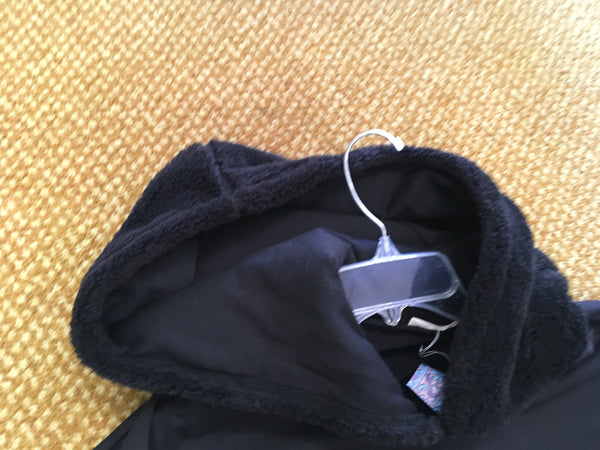 Black sherpa pocket hoodie