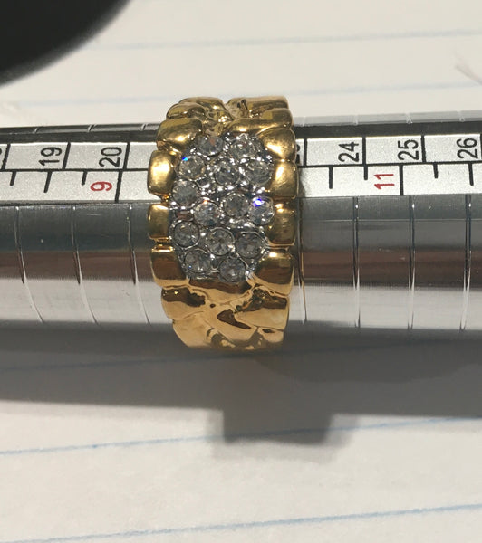 Vintage 14 CZ nugget gold ring sz 9.5