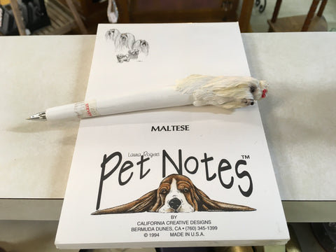 Maltese puppy dog Notepad and ink pen preowned