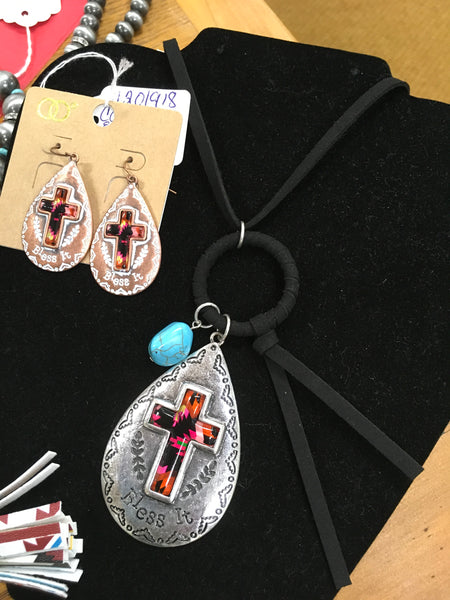 Copper cross earring