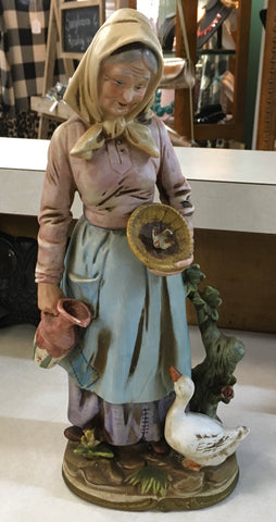 Vintage Homco Farmer Women with duck preowned