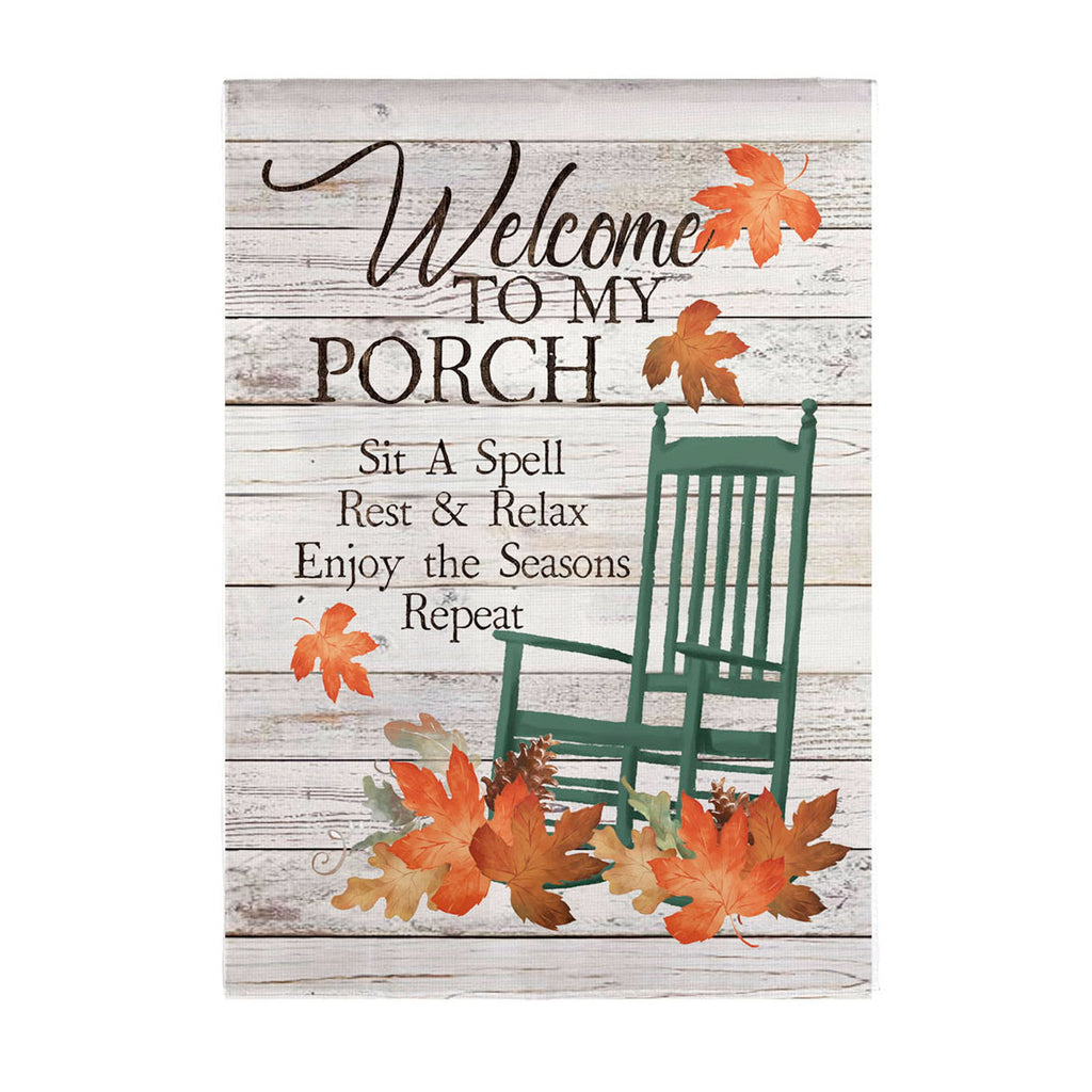 Fall Porch Rules Welcome Garden Linen Flag