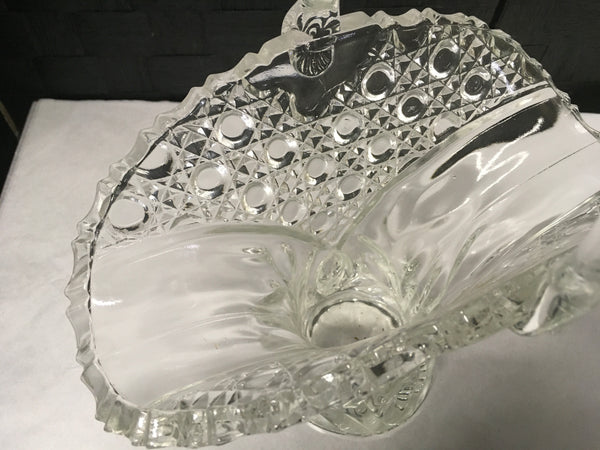 Crystal Glass Buttons Stars Basket Vase LE Smith Estate